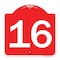 Signmission Designer Series Sign-Sign W/ Number 16, Red & White Aluminum Sign, 18" x 18", RW-1818-22906 A-DES-RW-1818-22906 - alternate 1